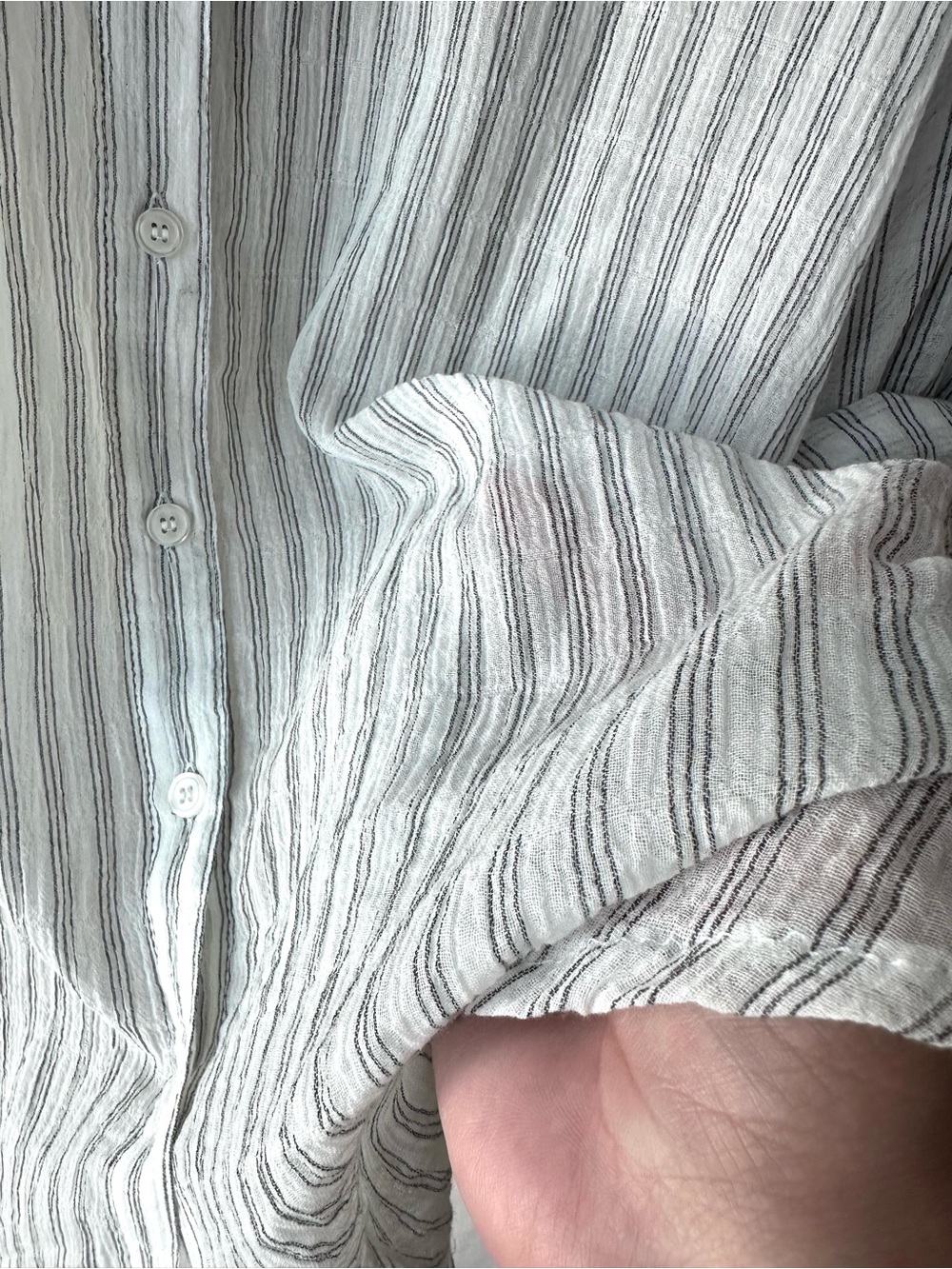 Max Studio Lightweight White & Gray Striped Button-Down Shirt - Picture 3 of 7